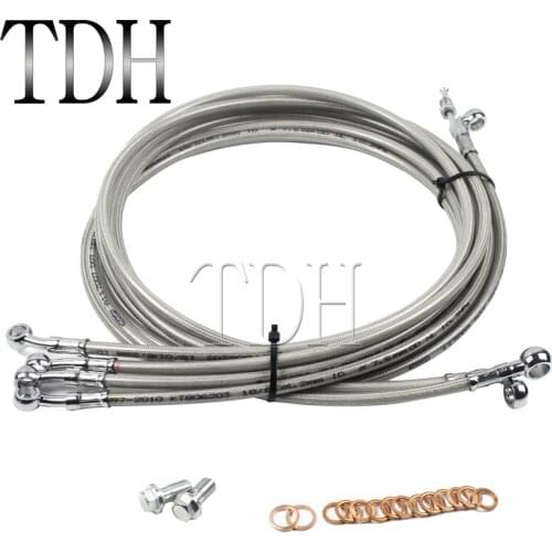 Motorcycle Stainless 10-12" Handlebar APE Cable Brake Line Kit For ABS Models Harley 14-17 Touring