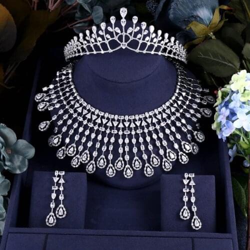 Jankelly Nigeria 4pcs Bridal Zirconia Jewelry Sets For Women Party, Luxury Dubai Nigeria CZ Crystal Wedding Jewelry Sets