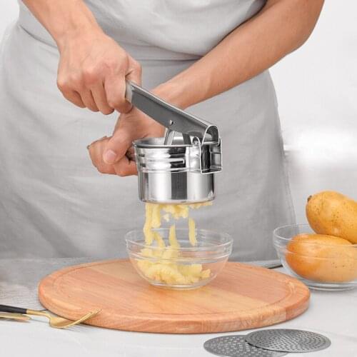 New Stainless Steel Potato Masher Ricer with 3 Interchangeable Fineness Discs Silicone Grip Handle Kitchen Tools