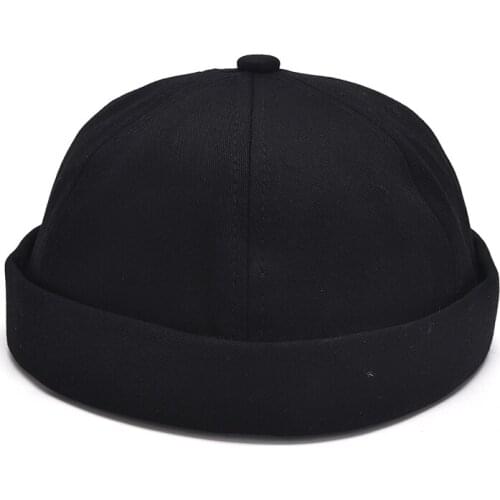 New Adjustable Brimless Landlord Hat Womens Docker Sailor Biker Cap Casual Skull Loop Beanie Hat Solid Hat Summer Hats