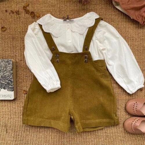 Newborn Baby Girl Clothes New Autumn Winter Boy Romper Shirts Blouse Matching Fashion Children Corduroy Overalls Twin Outfits