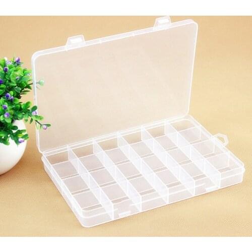 24 Grids Compartment Plastic Storage Box Round Beads Jewelry Earring Bead Screw Holder Case Display Organizer Container