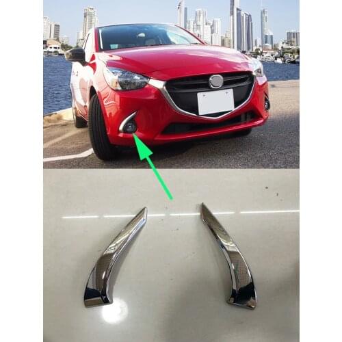 Fog Light Front Cover Trims for 2015-2017 Mazda 2 DEMIO Hatchback Matte Decoration Style Strips Chrome