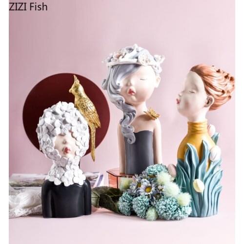 RESIN CHARACTER STATUE GIRL PORTRAITS BUST FIGURINES MINI GYPSUM DESK DECORATION CRAFTS SCULPTURE HOME DECORATION ACCESSORIES