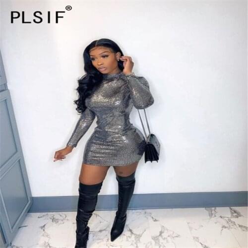 Popular O Neck Back Open Mini Dress Solid Color Sexy Club Bodycon Dress Vestidos