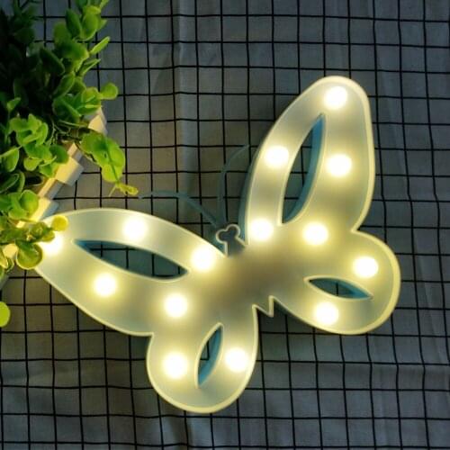 AmmToo Holiday light 3D led Animal Butterfly Lamp Xmas Christmas Lights On Wall Battery Operate For Baby Kids Bedroom Decoration