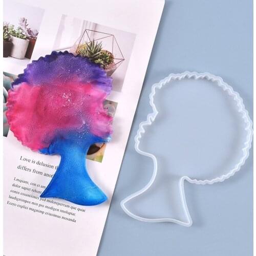 DIY Crystal Drop Mold Explosive Head Silicone Mold for Black Female Head Set Ornament Silicone Mold For Resin