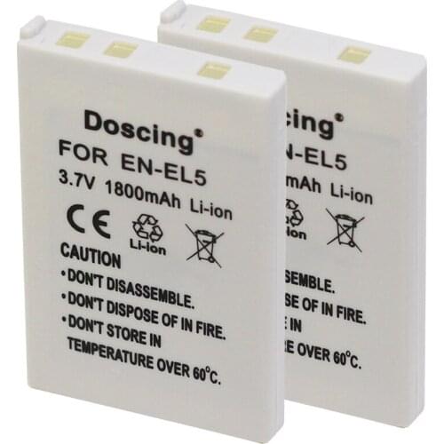 Doscing 2PCS 1800mAh EN-EL5 EN EL5 ENEL5 Replacement Battery For Nikon Coolpix 3700 Coolpix 4200 5200 Coolpix 5900 Camera