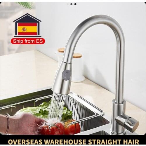 80CM Extra Long Stretch Faucet Pull Out Spout Stream Sprayer Head Single Hole Sink Black Brushed Tap Hot Cold Mixer Tap Kitchen