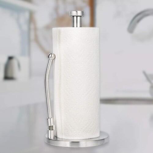 Kitchen Paper Roll Holder Stainless Steel Vertical Napkin Paper Storage Rack Toilet Tissue Holders Kitchen Bathroom Organizer
