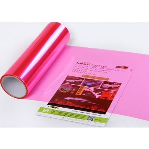 Vehicle Colour Changing Vinyl Car Motorbike Headlight Adhesive Vinyl Tinting Film 0.3*10m Roll Pink headlight film