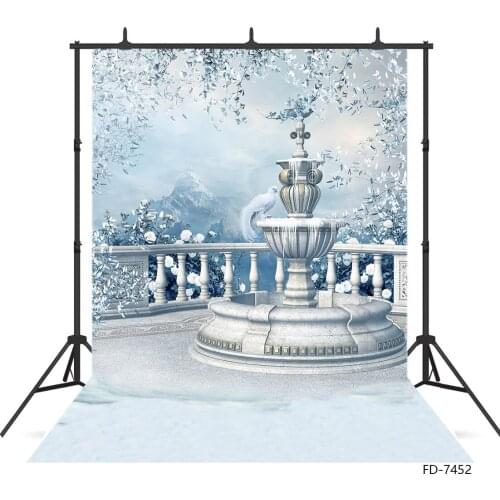 Fantasy Winter Balcony Party Vinyl Cloth Photo Backgrounds for Studio Children Baby Portrait Photography Backdrops Photophone