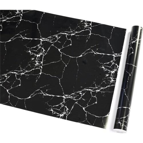 Waterproof Pvc Imitation Black Marble Pattern Sticker Self-adhesive Wallpaper Furniture Renovation Stickers Home Decor Film