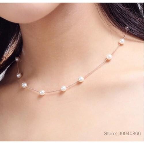 Japanese and Korean Short Pearl Sweater Necklace Women Fashion Simple and Versatile