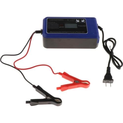 12V 10A LCD Screen Black Lithium Battery Charger For Car Motorcycle US Plug