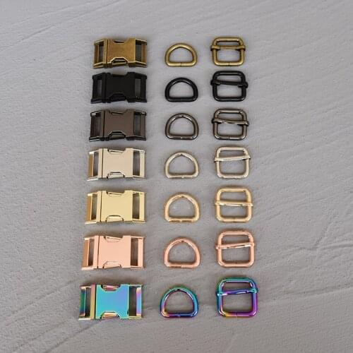 1 Set 15/20/25/30mm Webbing Metal Hardware Strap Slider D Ring Release Belt Buckle For Dog Collar Paracord Sewing Accessory 4s