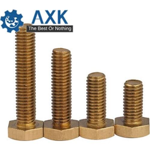 20Pcs M8*L Copper Metric Thread Screws DIN933 Brass Hexagon Bolt Hex Head Screw