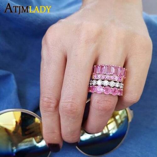 2021 New Luxury 5A Baguette Cubic Zirconia Wedding Ring for Women micro pave cz eternity Band stack white cz finger ring