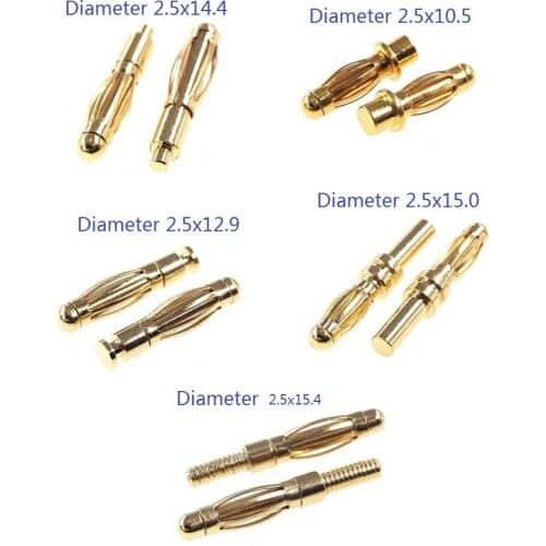 5 Pcs PCB Screw Banana Plug Connector Male Spring Loaded for 2.5mm Diameter inside Socket Gold Plated High Current