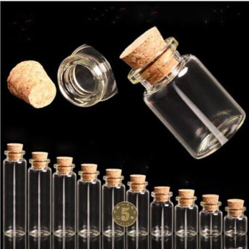 50pcs Mini Clear Cork Stopper Glass Bottles Vials Jars Containers Small Wishing Bottle with Cork For Wedding decoration S020B