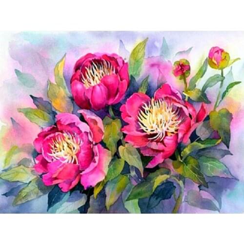 5D DIY Pink flowers Diamond Painting Crystal Mosaic Cross Stitch Diamond Embroidery round Pattern Home Decoration