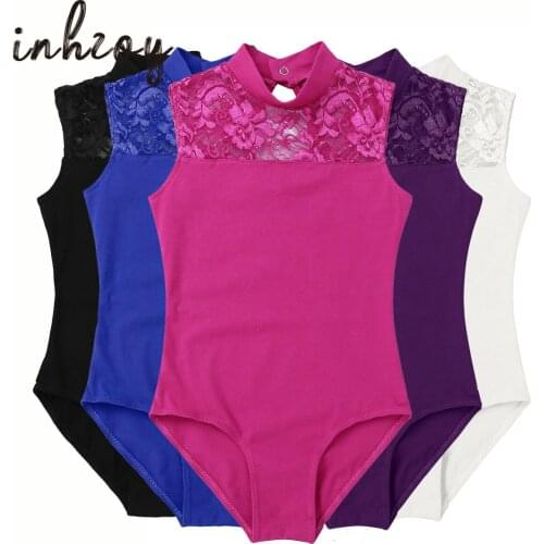 Ballerina ballet Leotards for girls Lace gymnastics Practice Leotards kids Turtleneck sleeveless leotard