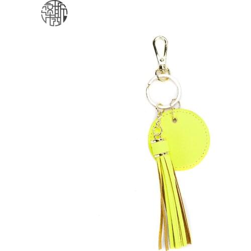 Zenos Ins Fashion Saffiano Leather Tassel Keychain Car Key chain Ring Men And Women Bag Accessory