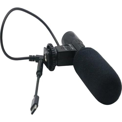 DSLR Camera Microphone Stereo Video Recording Mic Microphone with 3.5mm Female to USB Type-C Male Adapter Cable