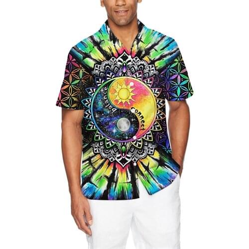 Personality Color vertigo pattern unisex shirt lapel Streetwear summer Breathable 3D Print T-shirt Harajuku shirt loose camisas