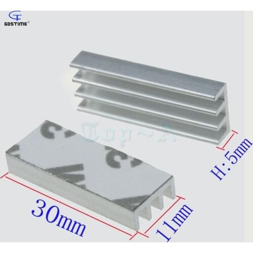 Gdstime 12 pcs Silver Heatsink 30x11x5mm Router IC Heat Sink Aluminum Cooling Fan 30mm x 11mm x 5mm