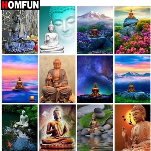 HOMFUN Full Square/Round Drill 5D DIY Diamond Painting "Boeddhabeelden Religie" Embroidery Cross Stitch 5D Home Decor Gift
