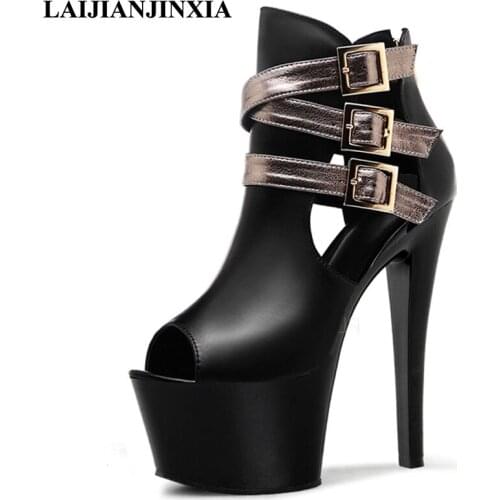LAIJIANJINXIA Women Sexy Peep Toe 17cm High Heels Night Club Wedding Party Pole Dance Shoes 7cm Platform Sandals Dancing Shoes