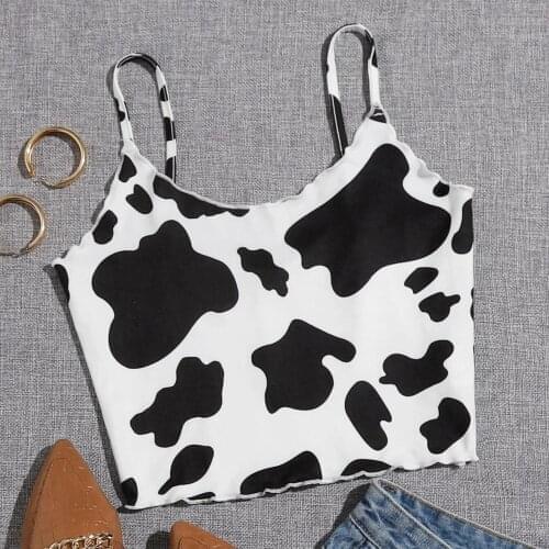 30# Cow Print Sexy Tank Women Summerhalter Strap Vest Sexy Backless Crop Tops Sleeveless Skinny Camis Top Clubwear Топик Женский