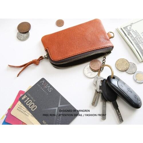 Genuine Leather Zipper mini cute purse Unisex small wallet vintage coin pouch Cowhide Card Holders small money bag for women