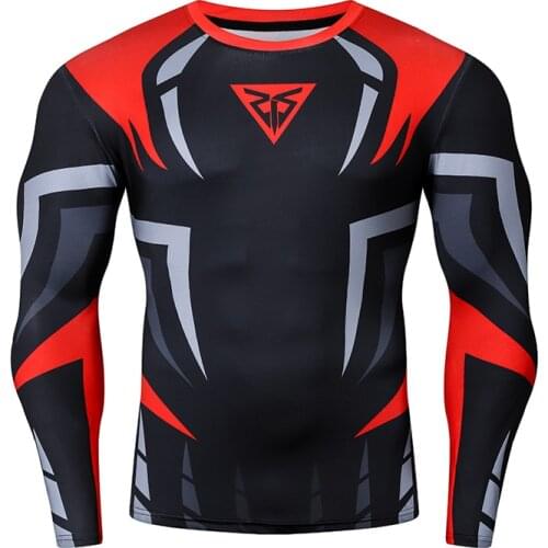 Hot Sale Sports MMA Compression Shirt Men Bodybuilding Long Sleeve Workout T-Shirt Exercise 3D Fitness Tights Tops