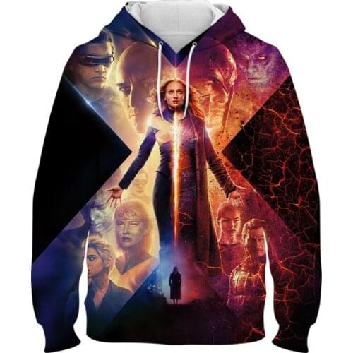 2021 new 3D print X-Men Dark Phoenix hoodie film peripheral printing casual hooded sweatshirt mens street fashion Kids clothes