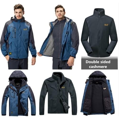 Jacket+Linner Two piece set Separate Men Waterproof Windproof Coat Mountaineering Suit Climbing Winter Autumn large Pizex