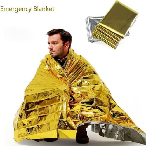 Outdoor Bushcraft Emergency SOS Thermal Insulation Rescue First Aid Kit Gold Blanket Tactical Gear Camp Hunting Safety Survival