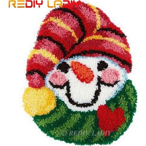 Latch Hook Kits Make Your Own Rug Cartoon Snowman Tapestry Crochet Cushion Mat DIY Carpet Rug Pre-Printed Canvas Hobby & Crafts
