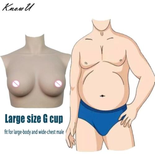 KnowU Crossdress L Size G Cup Silicone Breast Plate for Large Body and Wide Chest Male Transgender Shemale Fake Boobs