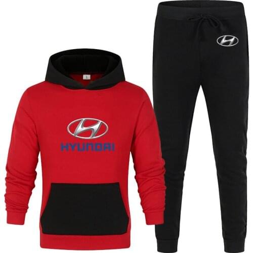 Hyundai Motor 2021 New Mens Printing Set Harajuku Jackets Sport Suits Hip Hop Male Hoodies Hip hop Motorcycle Sweatpant Set