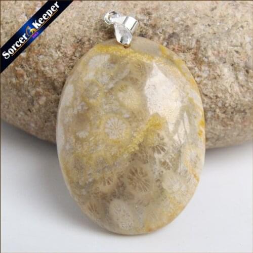 New Trendy Men Bijoux Jewelry Natural Coral Fossil Stone Chrysanthemum Pendant Beads Fit Necklace Gift Leather Choker HS532