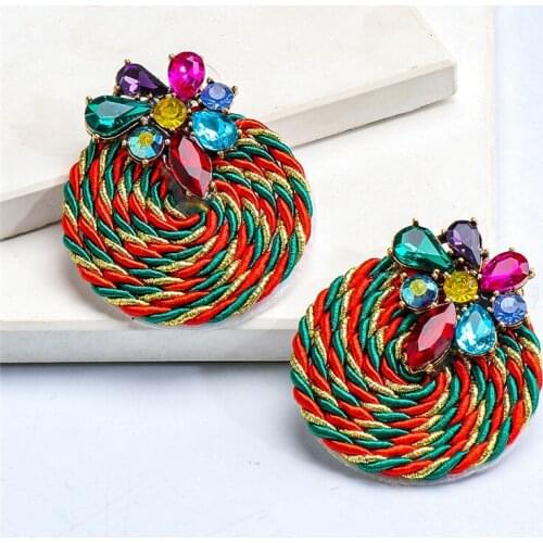 New Arrivals Colorful Crystal Handmade Round Earrings High-Quality Fashion Rhinestone Jewelry Accessories For Women Wholesale