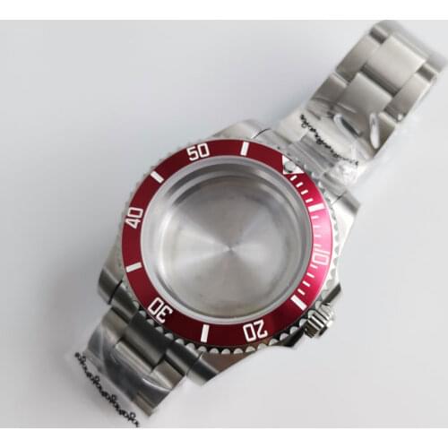 New Steel SUB 40mm Automatic Case for NH35A NH36A Movement Brushed Oyster Strap Alloy Bezel Insert Sapphire Glass Seeing Back