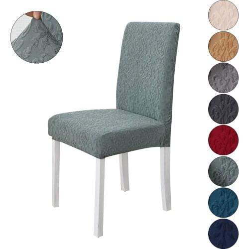 Solid Spandex Stretch Seat Cover Jacquard Chair Coves Anti-Dirty Dining Chair Cover Elastic Wedding Banquet Seat Case Home Decor