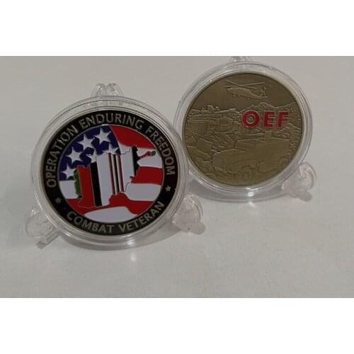 OEF OIF US Warship Fighter Helicopter Bronze Commemorative Coin Color Paint Antique Commemorative Medallion Challenge Coin