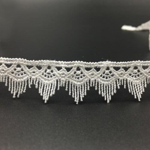 Wholesale 30yards/lot Fashion High Quality Handmade DIY White Black Waves Eyelash Lace Trimming Corded Tassel Lace Trims