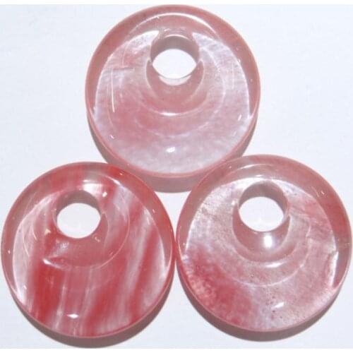 15mm Natural Stone Crystal Quartz Tiger Opal Eye Circle Donut Charms Pendant For Diy Jewelry Making Necklace Earrings 2pc