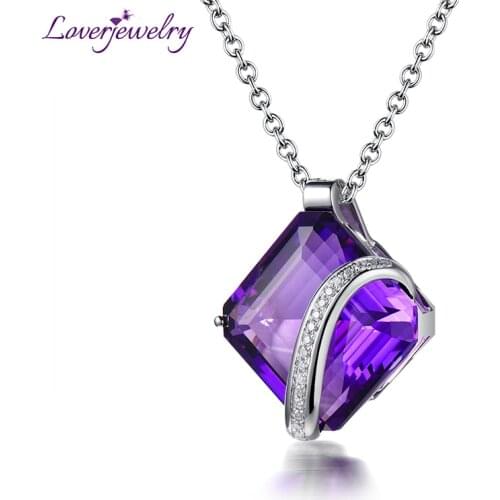 100% Genuine Diamonds Natural Amethyst Gemstone Pendant Jewelry For Women Anniversary Necklace Pendants Jewelry Without Chain
