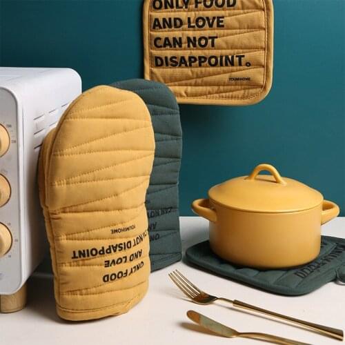 Simple Nordic Style Oven Mitts Placemat Pads Heat Insulation Anti-hot Thickened Glove for Home Kitchen Tray Dish Bowl Holder